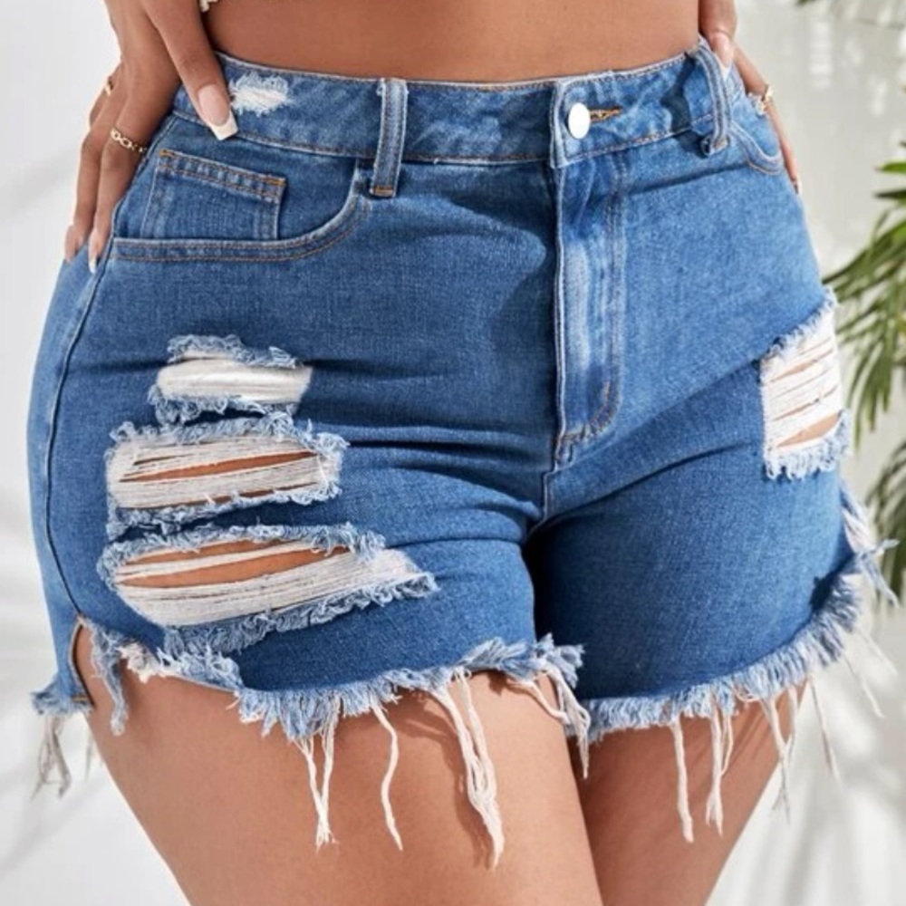 Plus size denim cut shorts